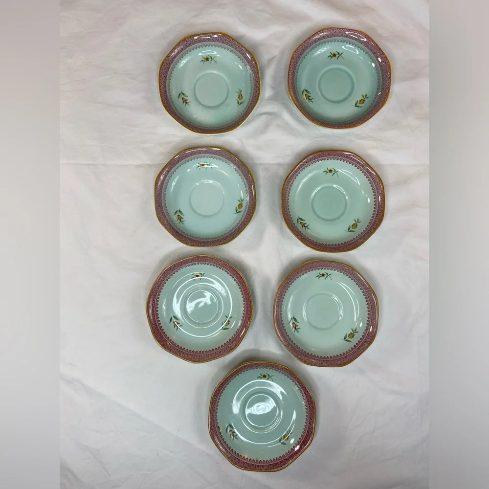 Adams Calyx Ware‎ Lowestoft Ironstone 7 tea saucers Vintage